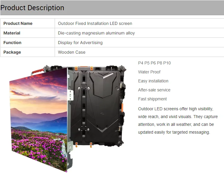 P6 P8 P10 ثابت في الهواء الطلق توفير الطاقة Led شاشة الإعلان SMD لوحات كامل اللون Led عرض لوحة السعر #2