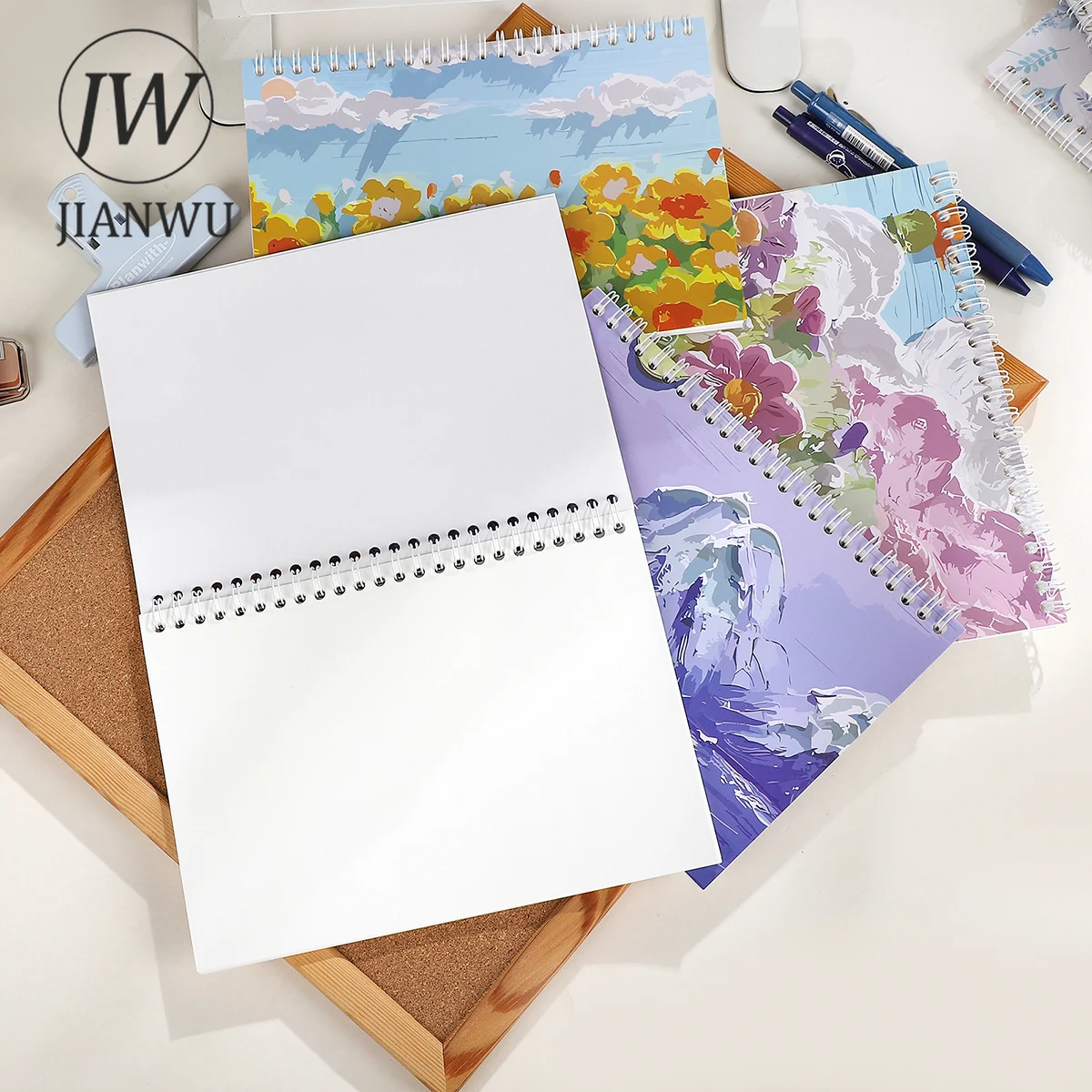 JIANWU A5 Flower Painting Landscape Material Collage Release Paper Notebook Creative DIY Student Supplies Stationery