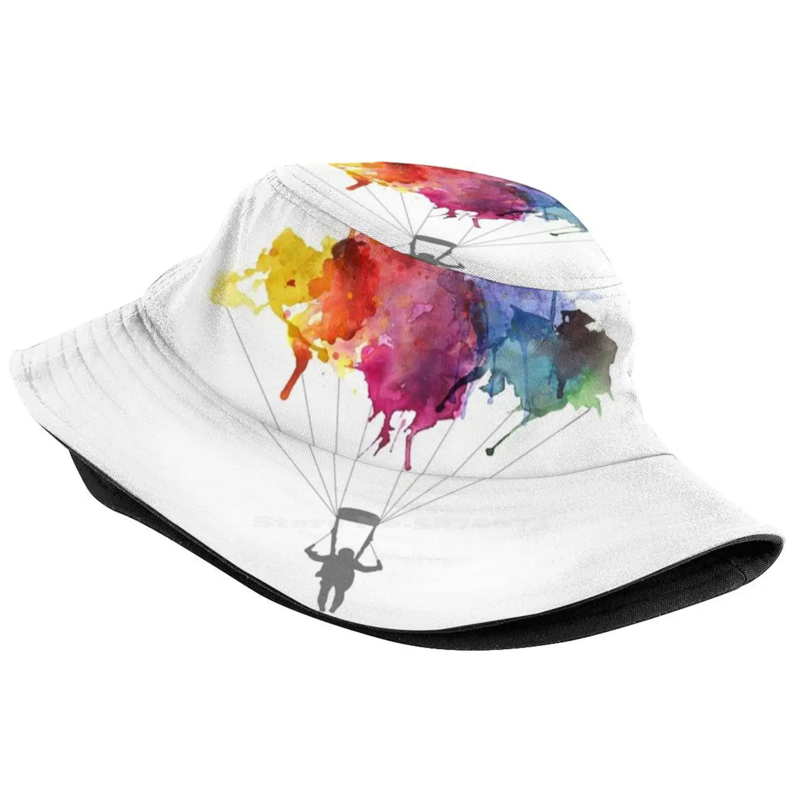 , Skydiver Parachute , Parachuting. Watercolor Illustration Unisex Fisherman Hats Cap Parachuting Skydiver Watercolor