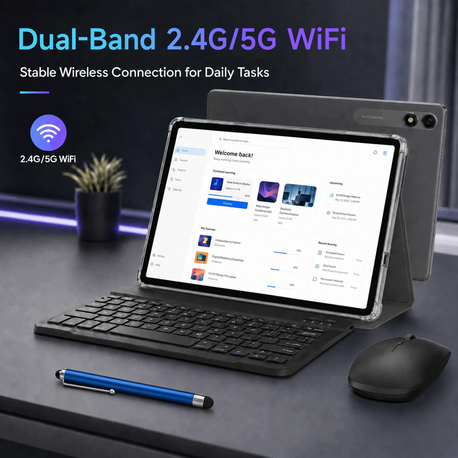 10 inch Tablet Android 16 8-Core Tablet 26GB+128GB 1TB Extended WiFi 6 8MP Stylus Keyboard Mouse Headset PC PAD Set