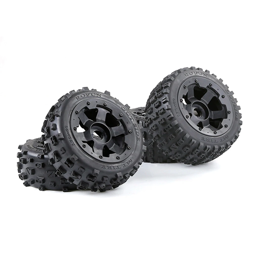 Off-Road-Auto-Set für Vorder- und Hinterreifen für 1/5 HPI ROFUN Baja Truck, Ersatzteile, Schwarz