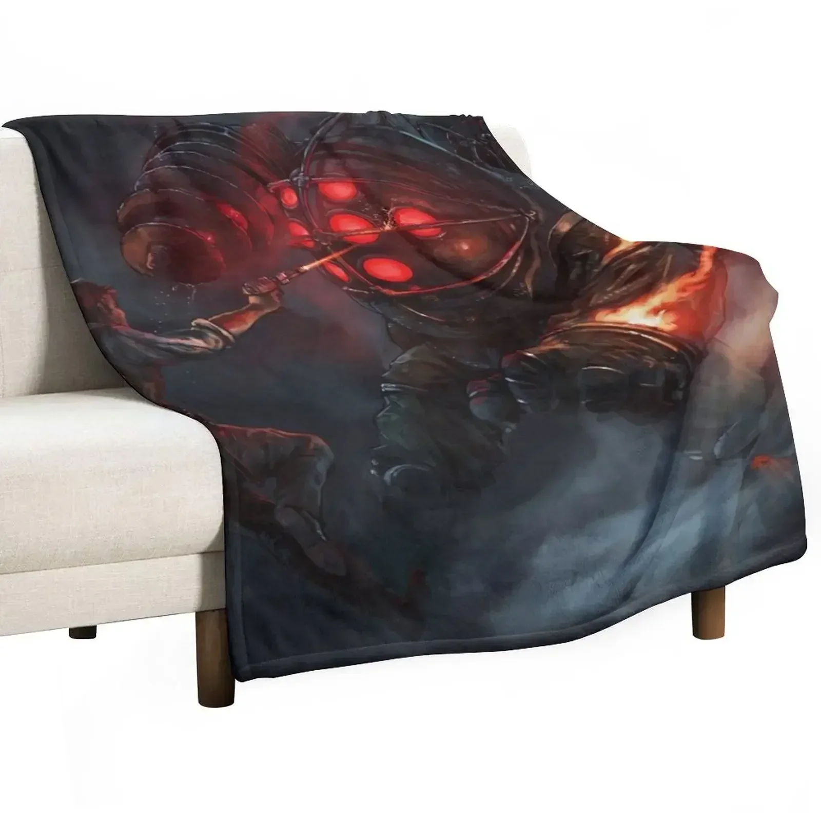 Bioshock Red Eyed Big Daddy Throw Blanket blankets and throws Retros Blankets