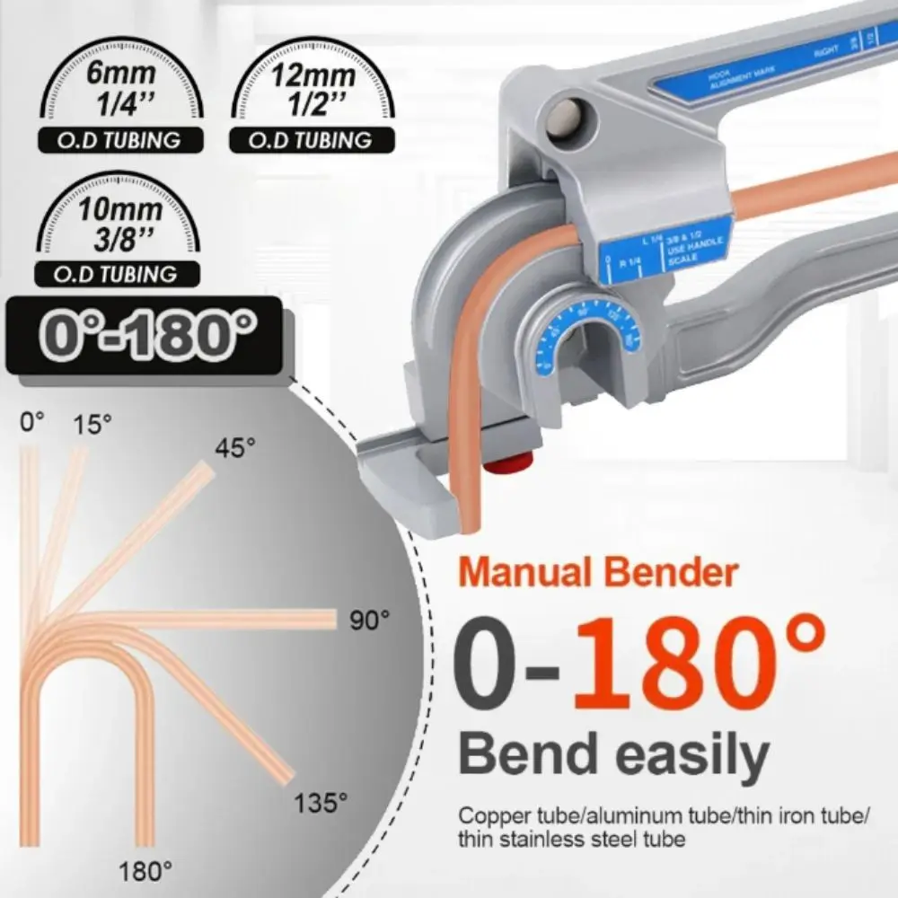 3-In-1 Pipe Bender 0-180° Bending Range Bending Corner 0 Tube Bender Soft Bronze Manual Handle Tube Molder HVAC