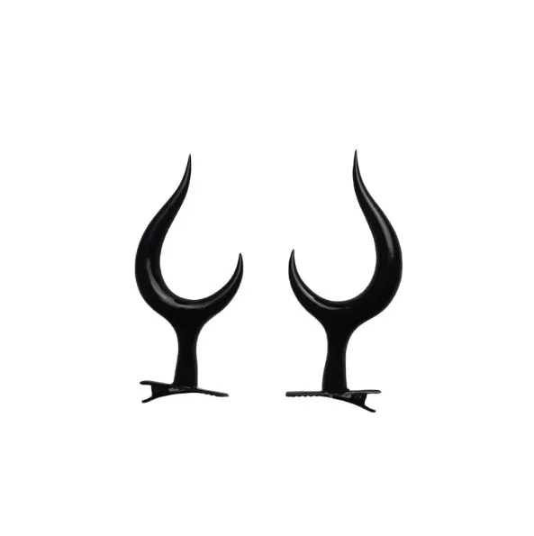 Anime Alastor Black Hair Clips Gift 3D Printed Black Demon Horn Headpiece Halloween Costume Party Dress Up Headpiece