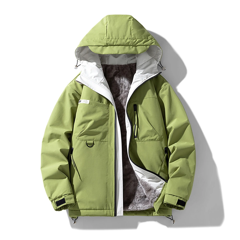 الخريف/الشتاء الصوف مبطن الدافئة مقنعين سترة الرجال حجم كبير M-8XL الرياضة في الهواء الطلق يندبروف مقاوم للماء رشاقته عمال جاكيتات #3