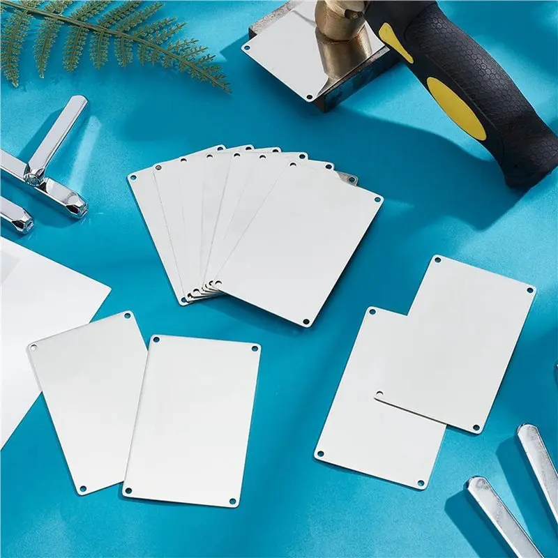 36 Pcs 304 Stainless Steel Engraving Blanks, 3.4X2.1 Inch Rectangle Blank Tag Metal Stamping Blanks Pet Tags 4-Hole-AT36