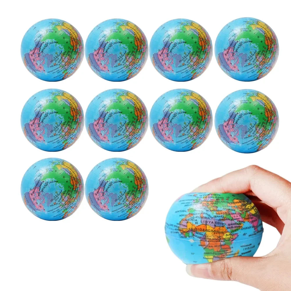 6/12pcs Earth Sponge Ball Toy Hand Wrist Exercise Squeezing Foam Ball Educational Gifts Sponge Globe Kids Decompression Fun Gift