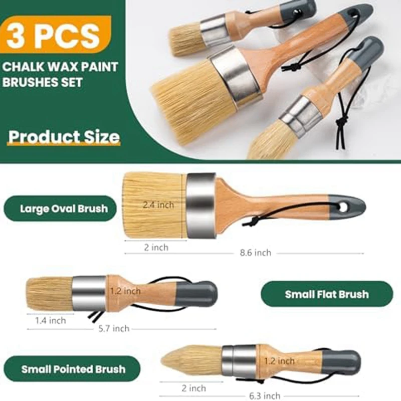 4PCS Chalk And Wax Paint Brush Wax Brush For Chalk Paint, Furniture Paint, Acrylic Paint