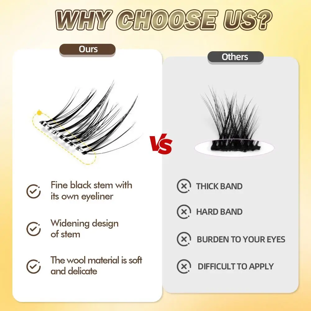 خالية من الغراء الرموش الصناعية لينة الفردية أنيمي الرموش الصناعية الطبيعية مجعد الثعالب العنقودية مجزأة رمش ملحقات ماكياج