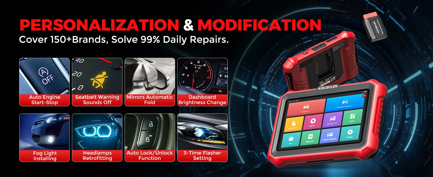 2026 NEW KINGBOLEN K8 Pro Bi-Directional Scanner Full Systems Diagnostic Scan Tool,34 Reset ECU Coding, lifetime free update