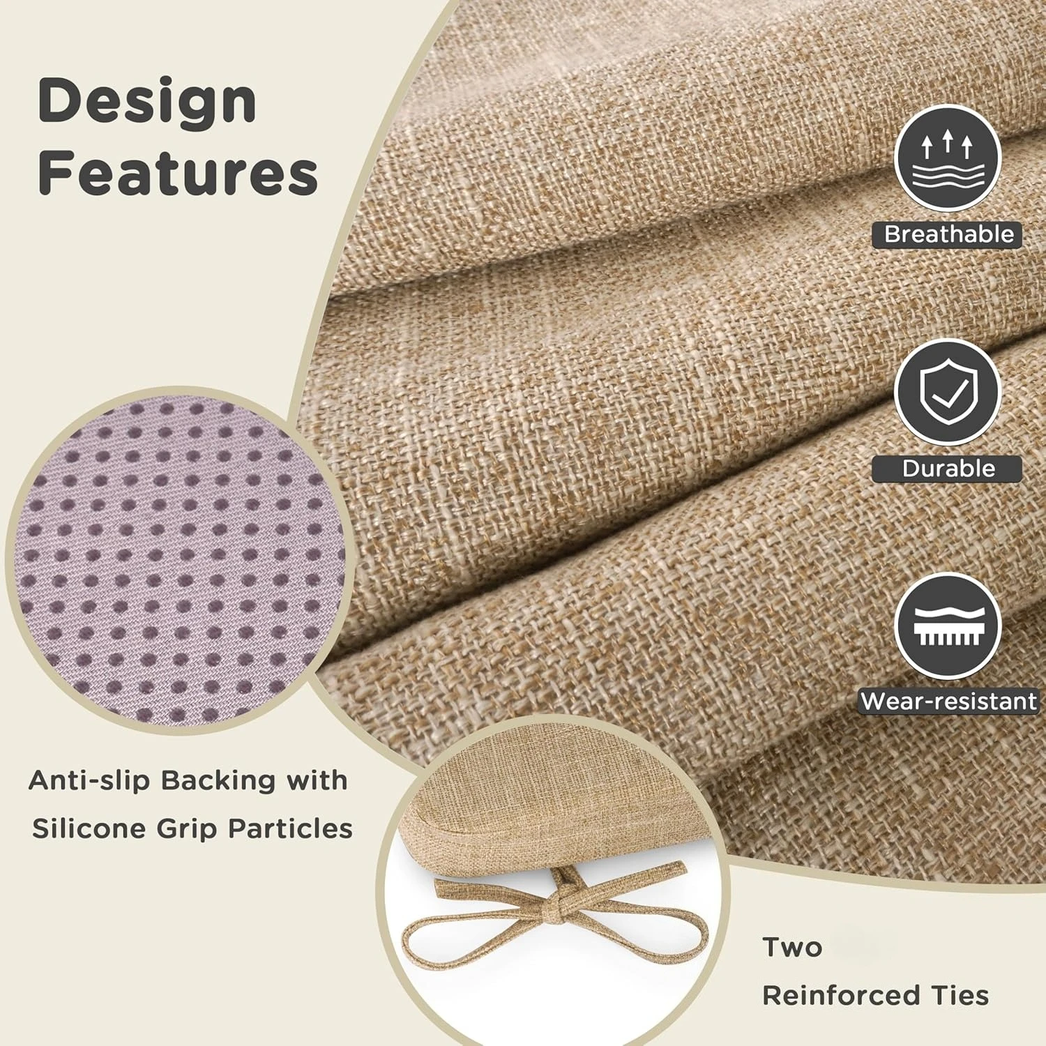 Custom Round Cushions With Ties Bench Cushion Round Chair Pads Seat Cushion for Yoga Dining Kitchen Patio Office Chair Pads