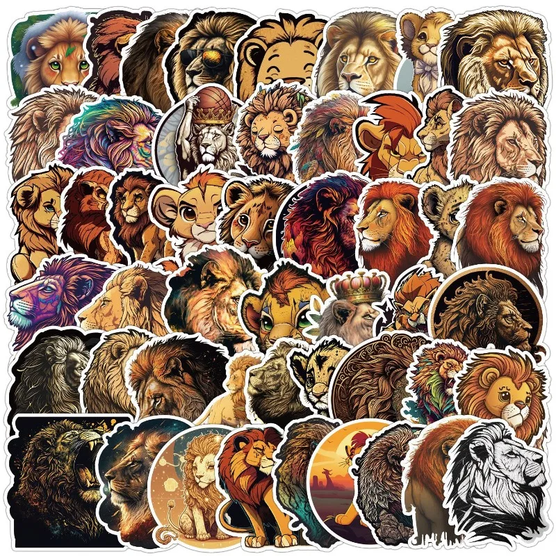 50Pcs Lion King Sticker Pack Computer Refrigerator Cartoon Stickers Waterproof Notebook DIY Animal Stickers