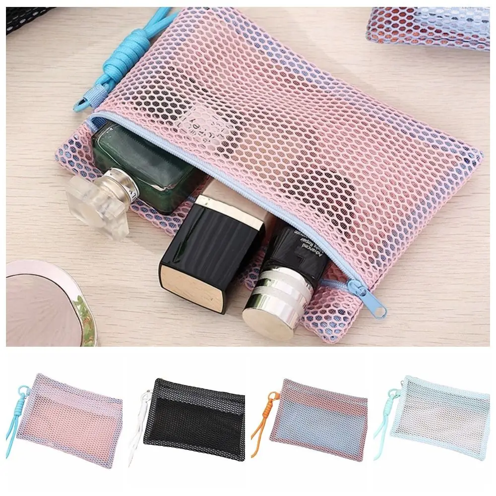 

Handle Nylon Makeup Bag Transparent Lightweight Mesh Cosmetic Bag Multi-purpose Coin Purse Square Toiletry Bag Lipstick