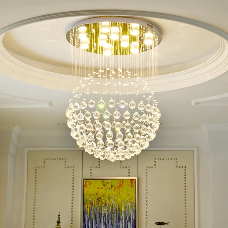 

Round Crystal Ceiling Chandelier For Living Dining Room Bedroom Ball Design Lamp Led Cristal Lustre New Home Decor Light Fixture