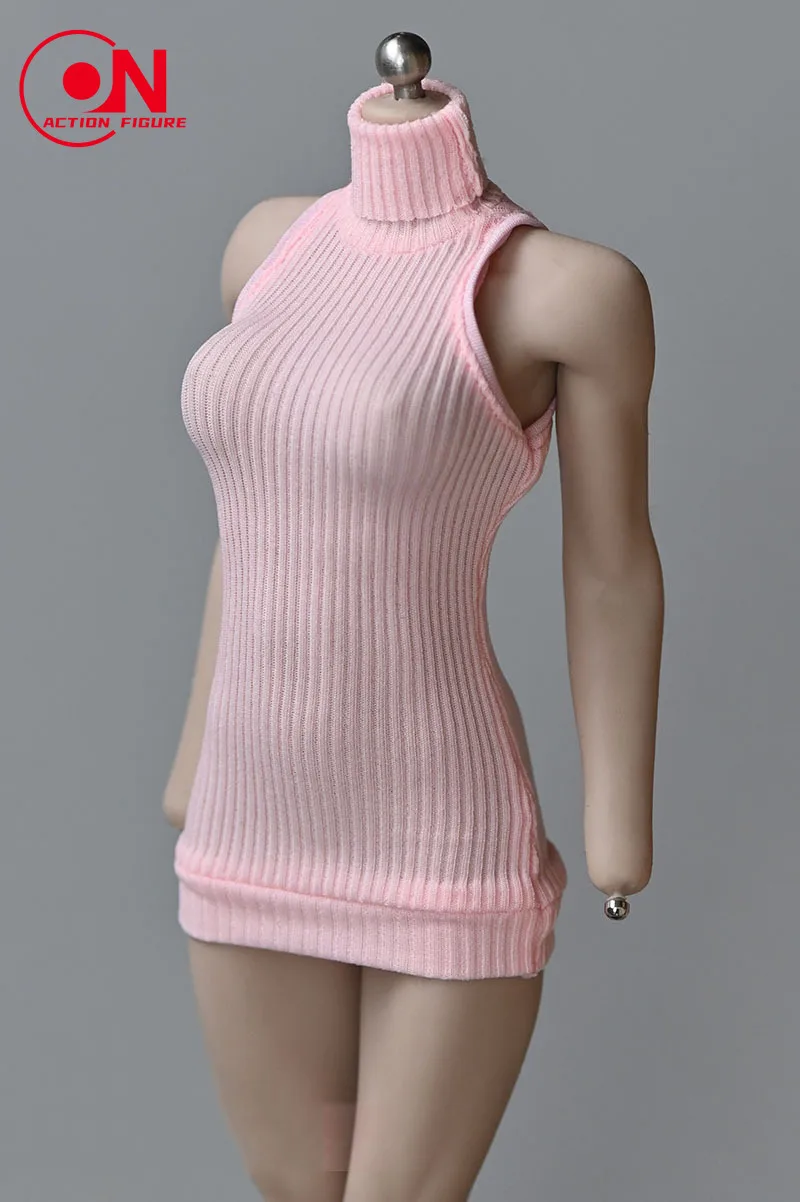Sukienka swetrowa bez rękawów z wysokim kołnierzem w skali 1/6 dla kobiet, pasuje do figurek akcji 12'' PH TBL Soldier.