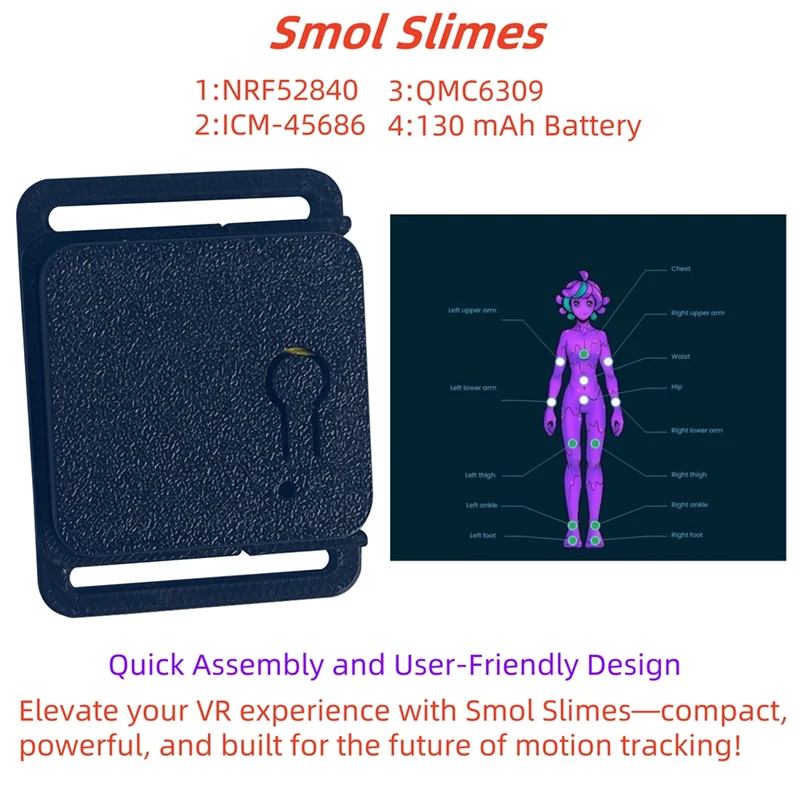 A33T-Smol Slimes Tracker للواقع الافتراضي لتتبع ICM-45686 IMU+ QMC6309 مقياس المغناطيسية- Slimevr A