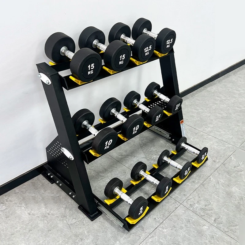 3 Layer Dumbbell Rack, Stores 10 Pairs Hexagonal Round Head Dumbbells, Commercial Household Use, Space Saving