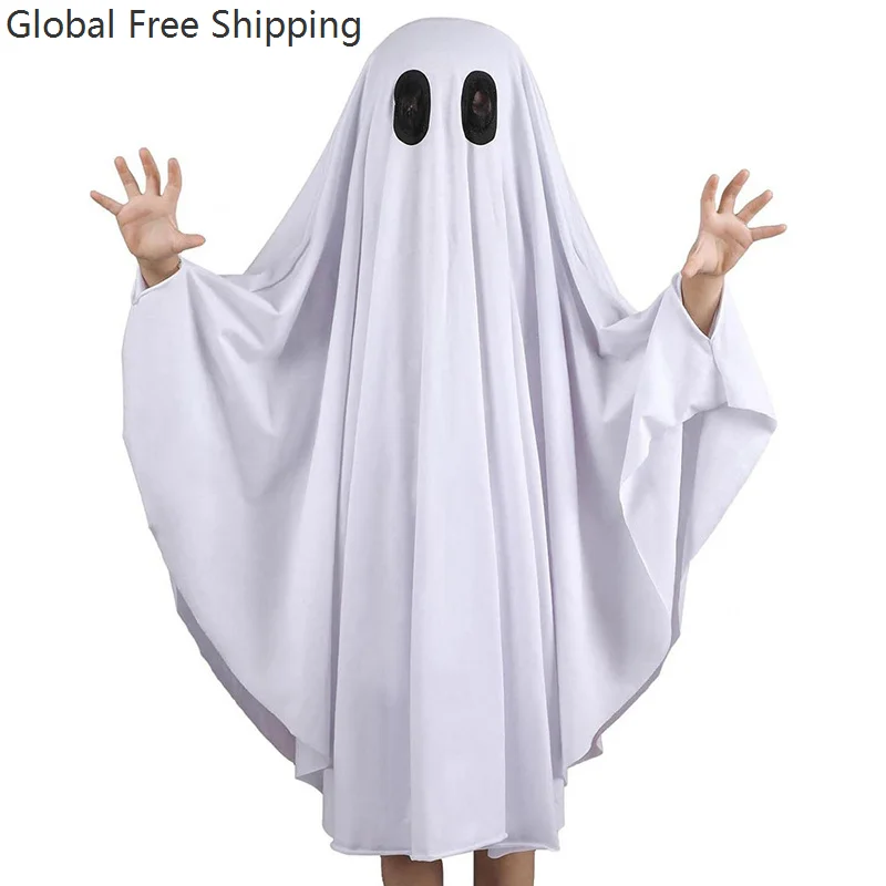 

Halloween New Cosplay Costume Horror Fright Ghost Smiley Face Black Eye Cloak Adult Children Stage Performance Cosplay Costume