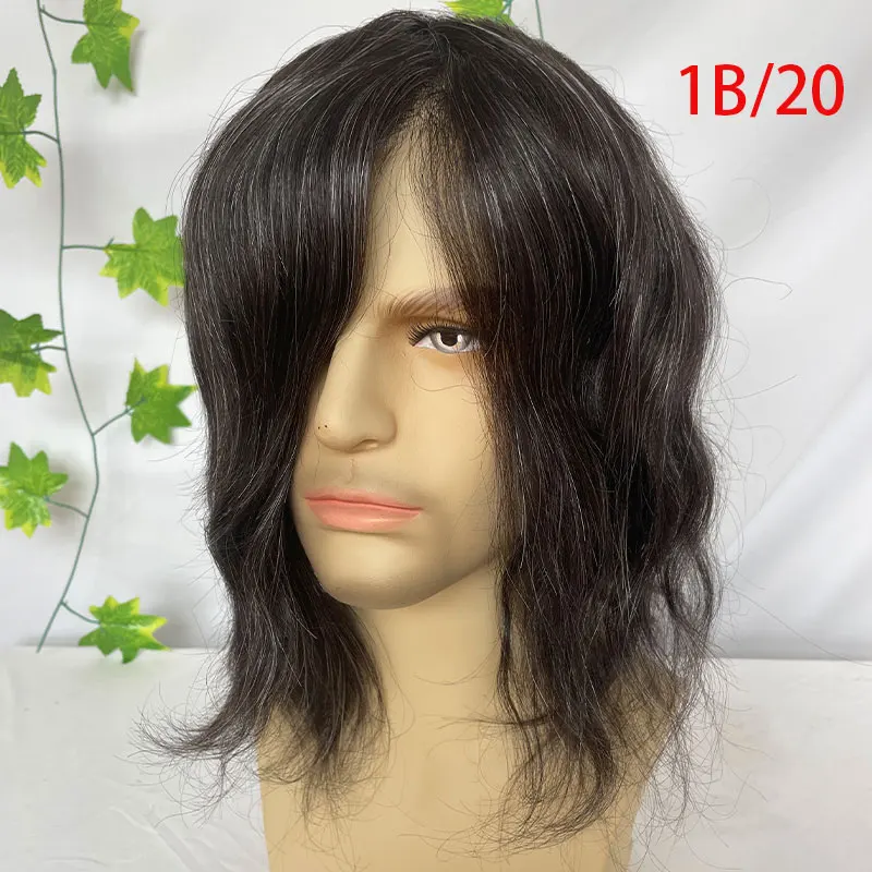 12Inch Mannen Pruiken Volledige Skin Pu Base Lange Menselijk Haar Mannen Toupet Natuurlijke Haarlijn Mannen Toupet Steil Golvend 8X10 3 # Bruin Colror