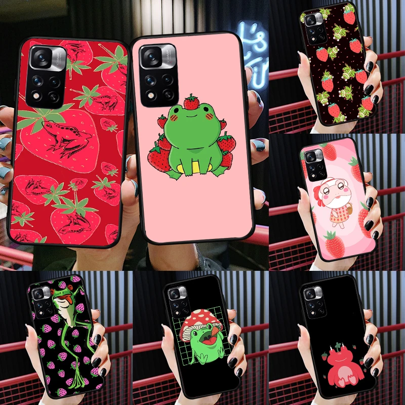 Cottagecore Fruit Aardbei Kikker Case Voor Xiaomi Redmi Note 13 12 11 9 10 14 Pro 9S 10S 11S 12S Redmi 14C 10C 12C 13C Cover