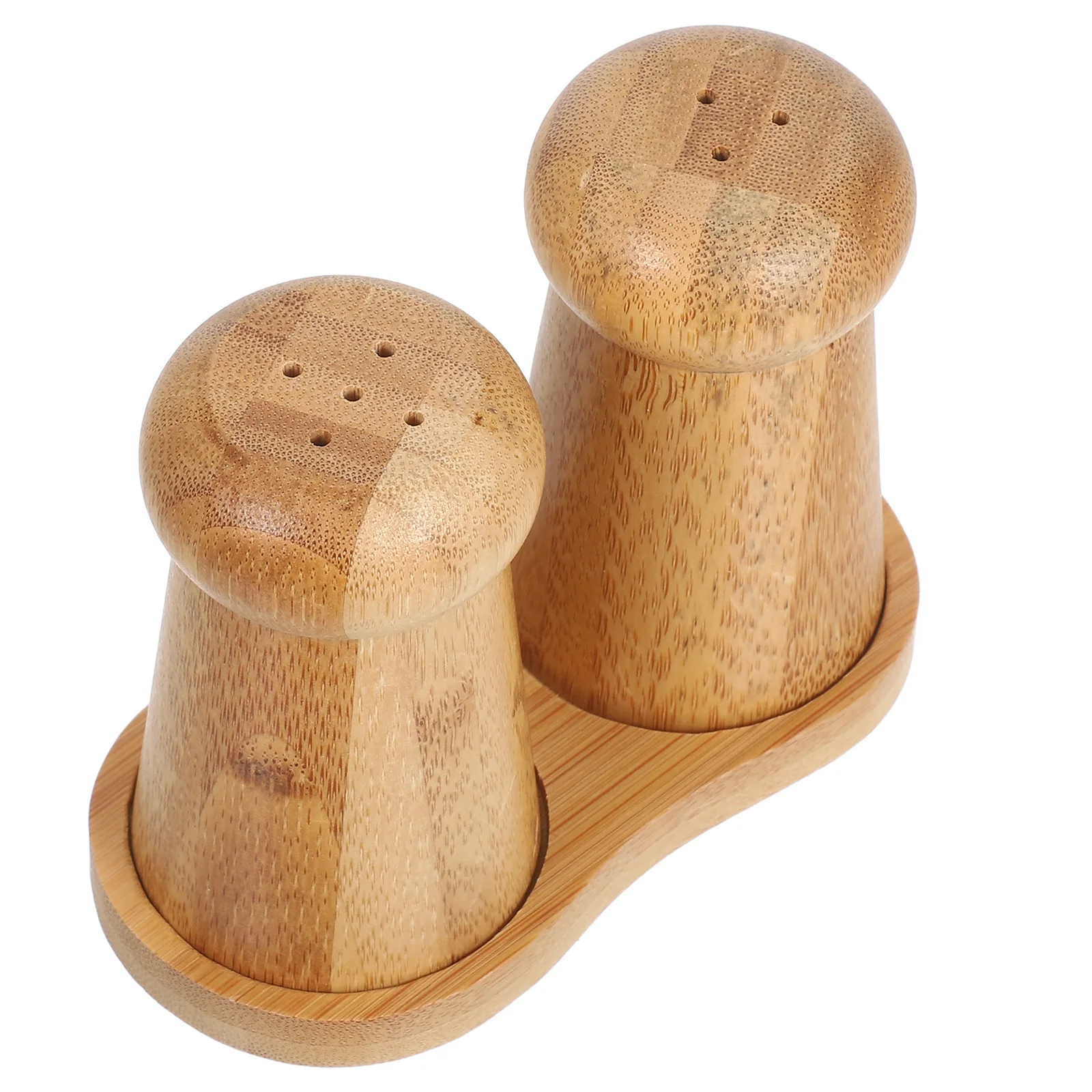 

1Set Bamboo Mushroom Salt and Pepper Shakers Multi Compartment Spice Organizer Kitchen Seasoning Bottle Set Portable Spice