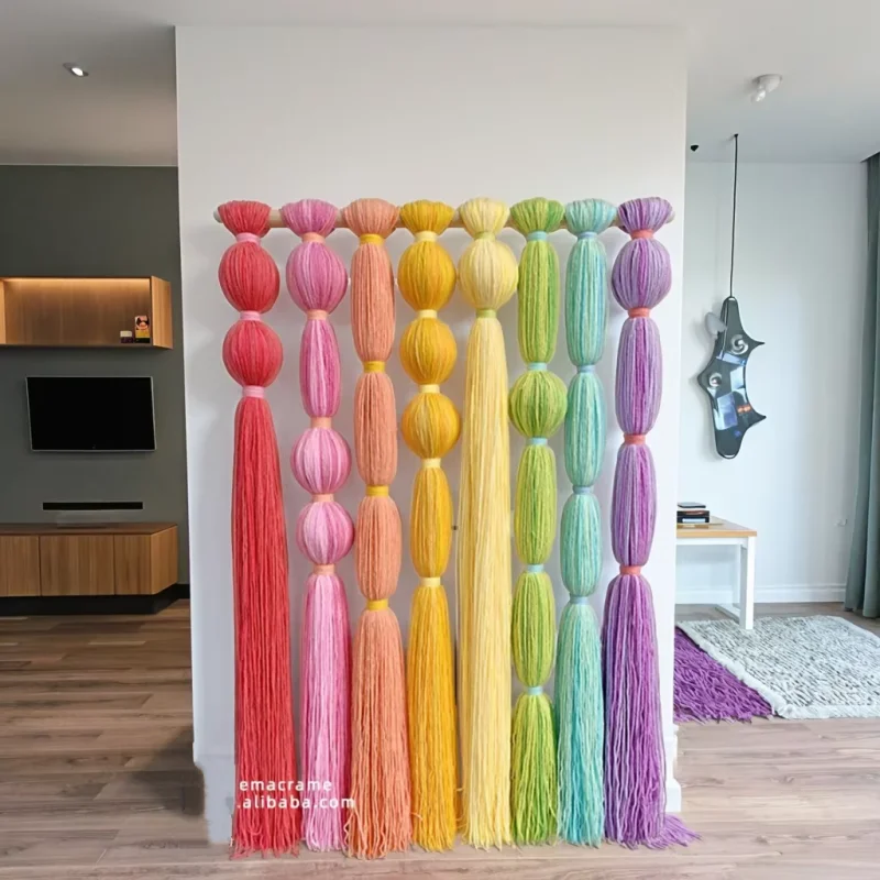 

Eco-Friendly Woven Macrame Tapestry, Woven Sphericity Wall Hanging with Morse Code Luxury Wall Decor for Living Room & Home