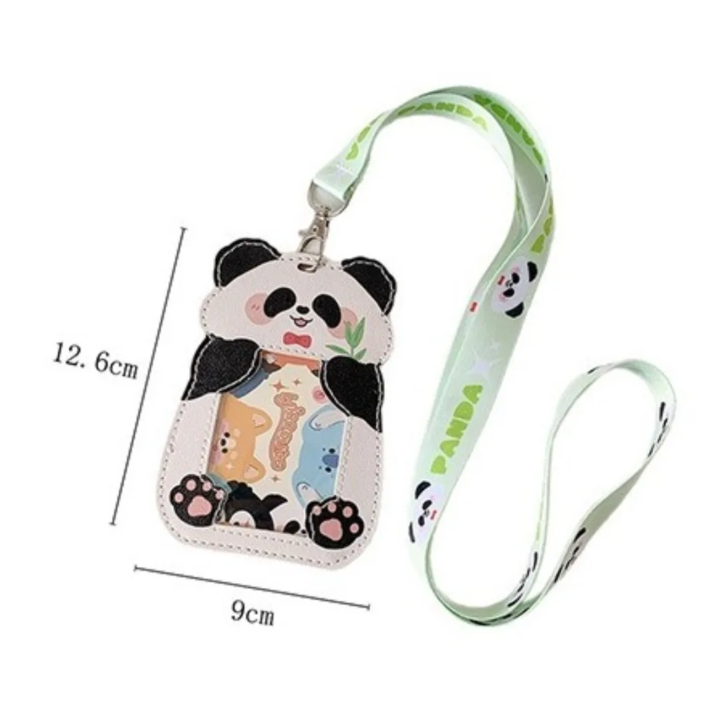 Nuovo porta carte per animali dei cartoni animati con porta badge con cordino Portafoto Porta carte per autobus per bambini in pelle PU impermeabile