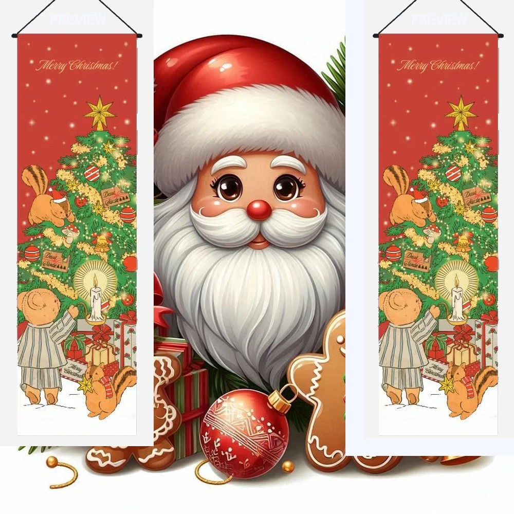 Flagicts New Style Brushed pongee Merry Chrismas gate couplet