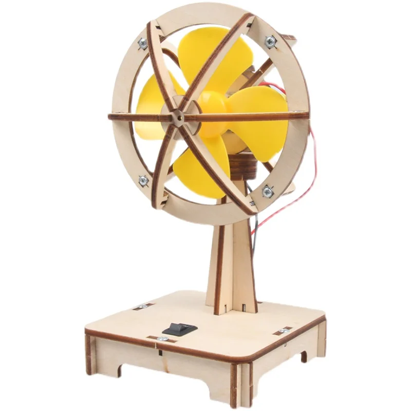 Children\'s Handmade Diy Electric Shaking Fan, Scientific Education Experiment Wooden Material Package Children\'s Assembled Toy