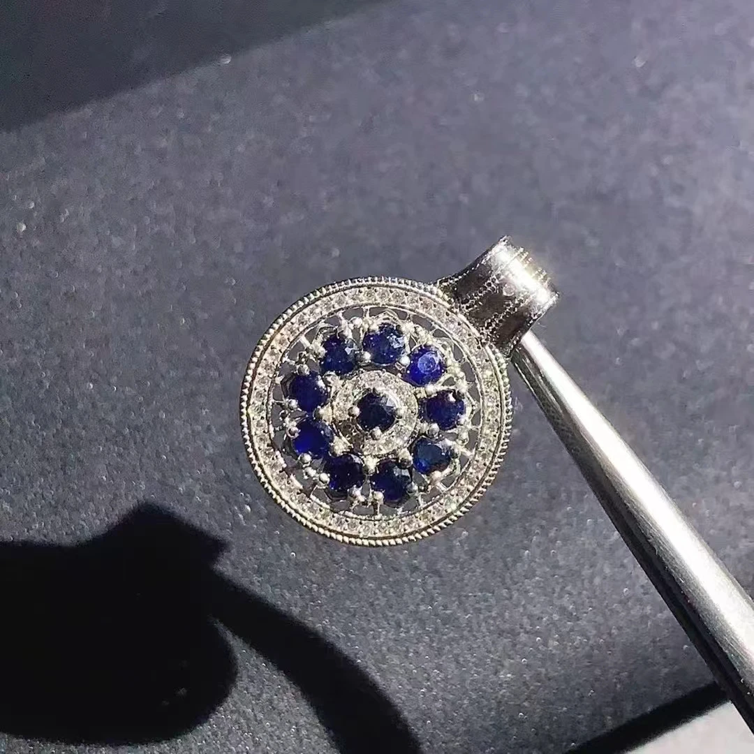 KJJEAXCMY New Natural Sapphire Pendant S925 Sterling Silver Lustrous Elegant Simple Design High-End Jewelry Birthday Gift