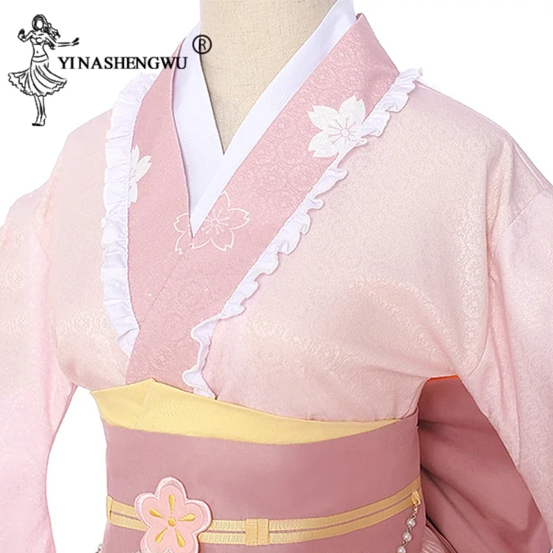 Uraraka Ochaco-Disfraz de My Hero Academia para mujer, ropa de Cosplay, Kimono Lolita, trajes de vestido, falda Sakura, disfraz de Navidad