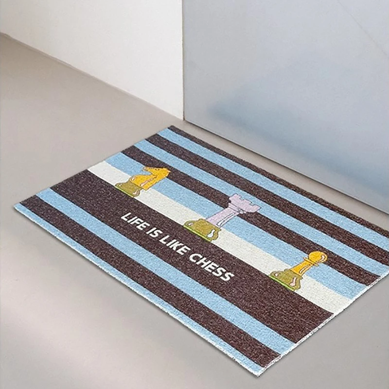 PVC Schach Willkommen Fußmatte Cuttable Streifen Haus Eingang Matte Teppich Teppich Anti Staub Boden Pad Outdoor Ästhetische Hause Zimmer Dekor