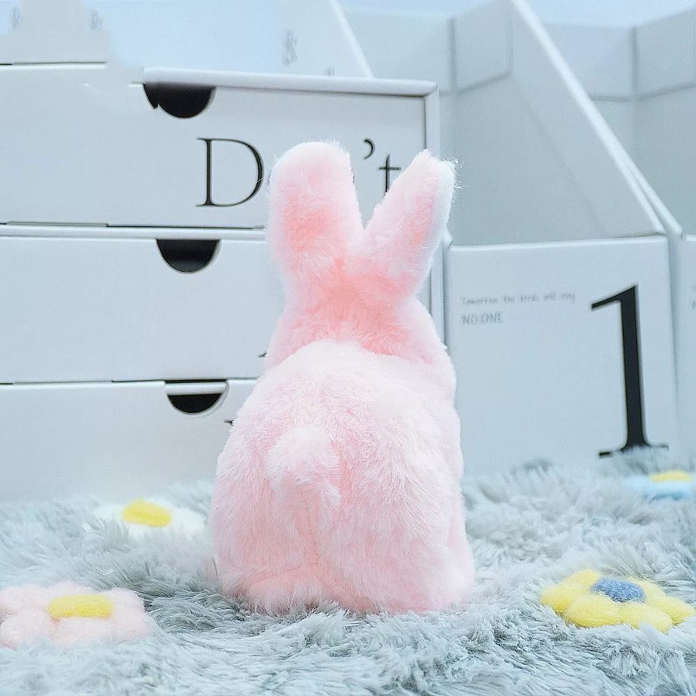 Simpatico coniglietto simulato bambola di peluche orecchie lunghe morbida pelliccia di coniglio elettrico peluche elettrico unico piccolo coniglio tinto in massa bambola per bambini