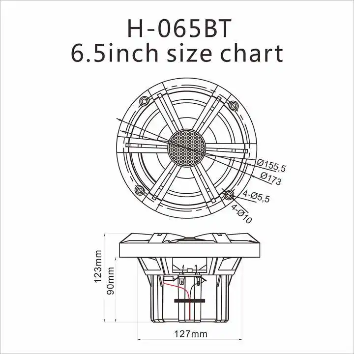 6.5 Inch IP66 Waterproof Marine Speaker 120W Boat Audio Speaker With Dome Tweeter For RV ATV UTV Outdoor Coaxial Audio Speaker