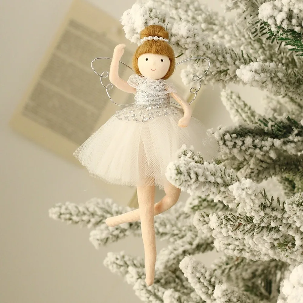 Cute Ballet Girl Doll Christmas Tree Hanging Angel Pendant Sequins Artificial Christmas Tree Decor Lifelike Xmas Hanging Pendant