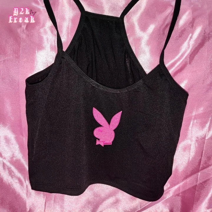 Y2k Tanks Suspender Vest Spice Girl Rabbit Kt Cat Playgirl Embroidered Suspender Vest Handmade Cute Tops Crop Tops