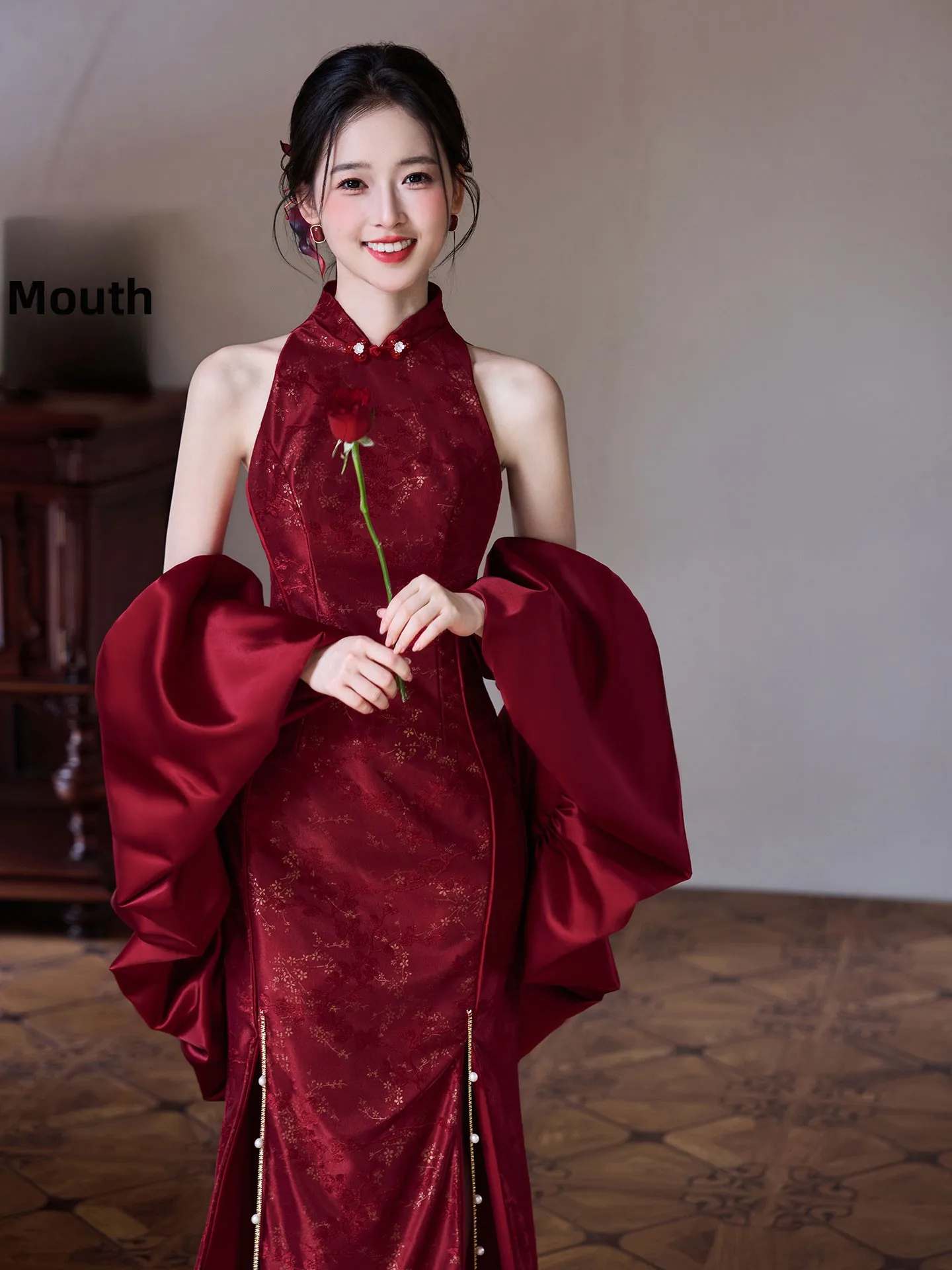 

Red Qipao Engagement Dr Beautiful Morning Robe Wedding Ceremony High-End Sensation Small Size Absolutely Stunning