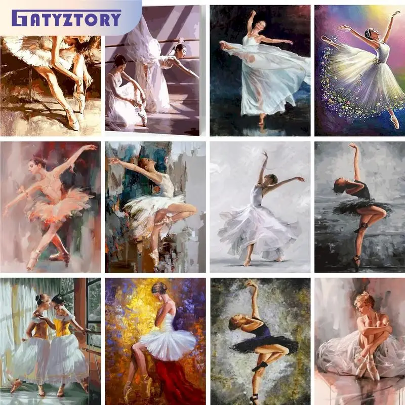 

GATYZTORY Acrylic Painting By Numbers For Handiwork Ballet Dancer Coloring By Numbers For Adults DIY Gift On Canvas Wall Decors