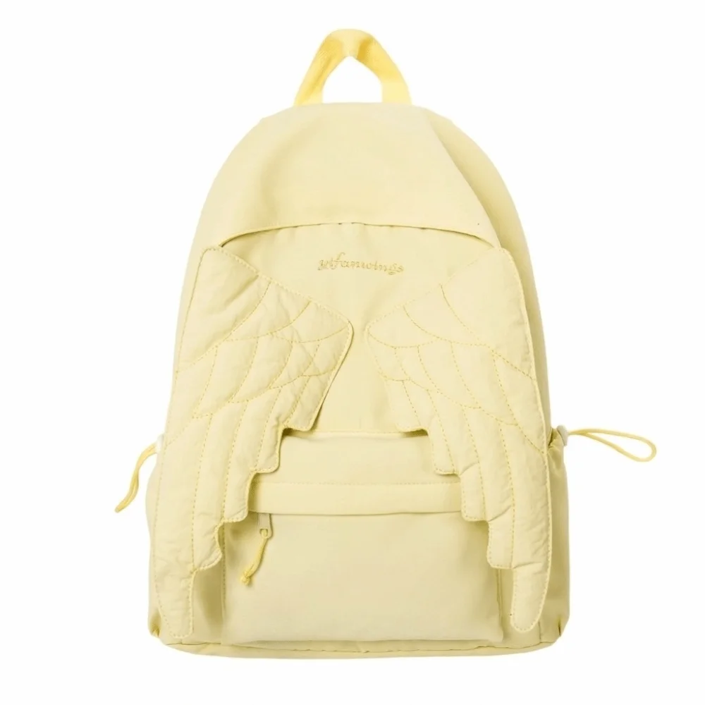 Cute Solid Color Wing Backpack Jk Lolita Nylon Backpack Y2k Large Capacity Students School Bag Outdoor