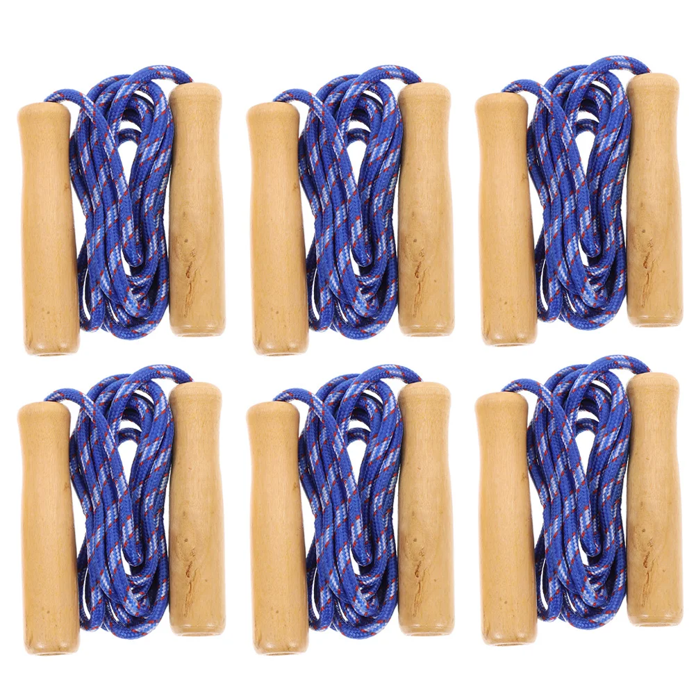

6Pcs Wooden Handle Jump Rope Adjustable Length Lightweight Skipping Rope for Indoor Outdoor Fitness Exercise Weight Loss Workout