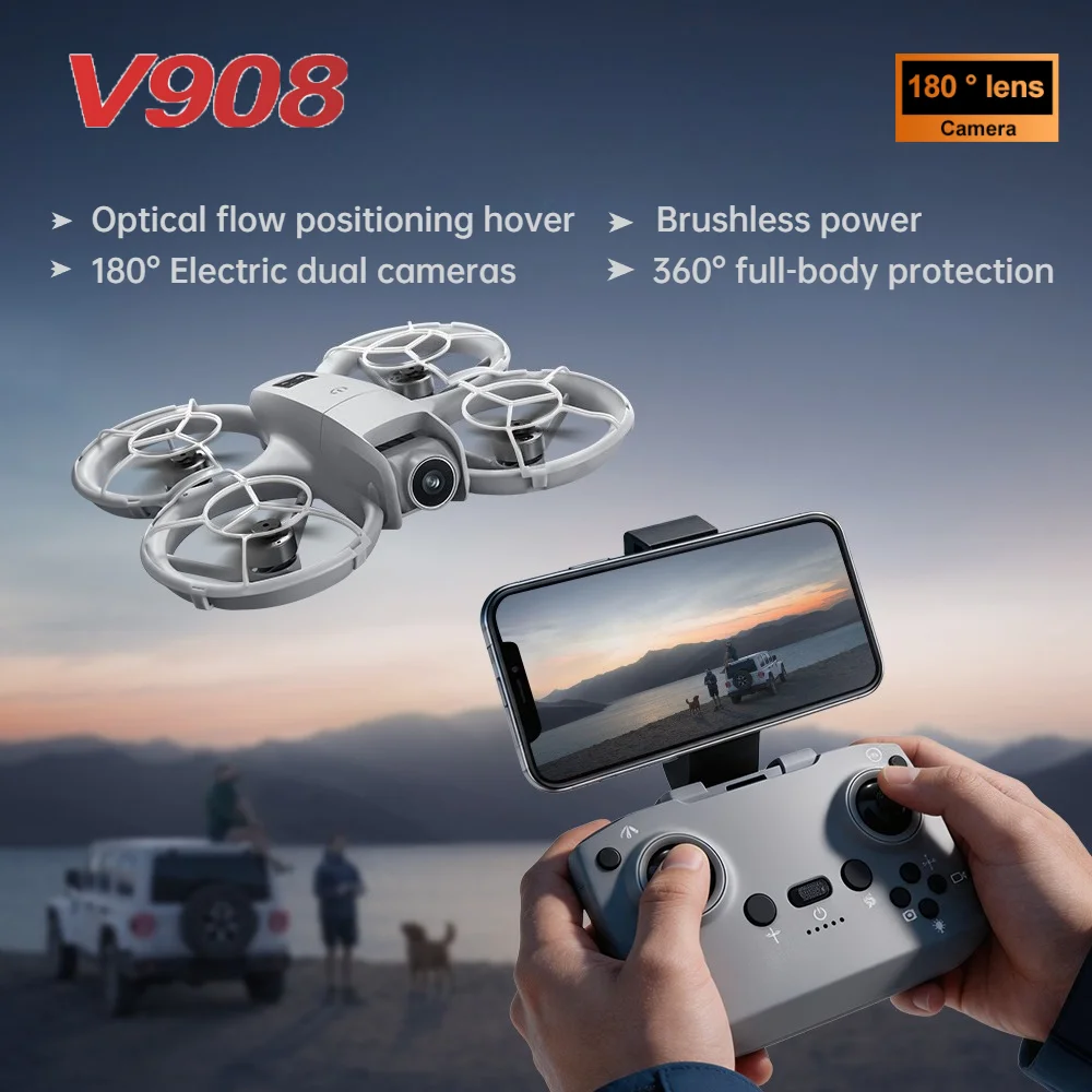 

New Drone 4K HD Brushless Optical Flow Position Hover FPV WiFi Aircraft 180° Electric Dual Cameras 360° Protection RC Quadcopter