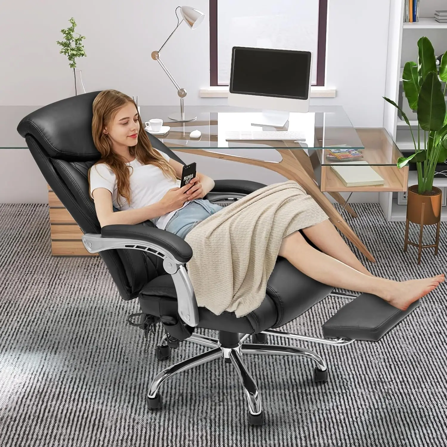 Executive Office Chair, Ergonomic Office Chair with Adjustable Lumbar Back Support,Adjustable Home Office Desk Chair