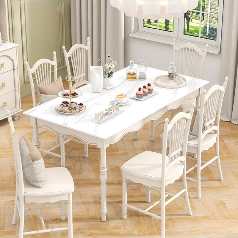 Cream Dining Table Modern Household Square Dining Table and Chair Combination Restaurant Minimalist Slate