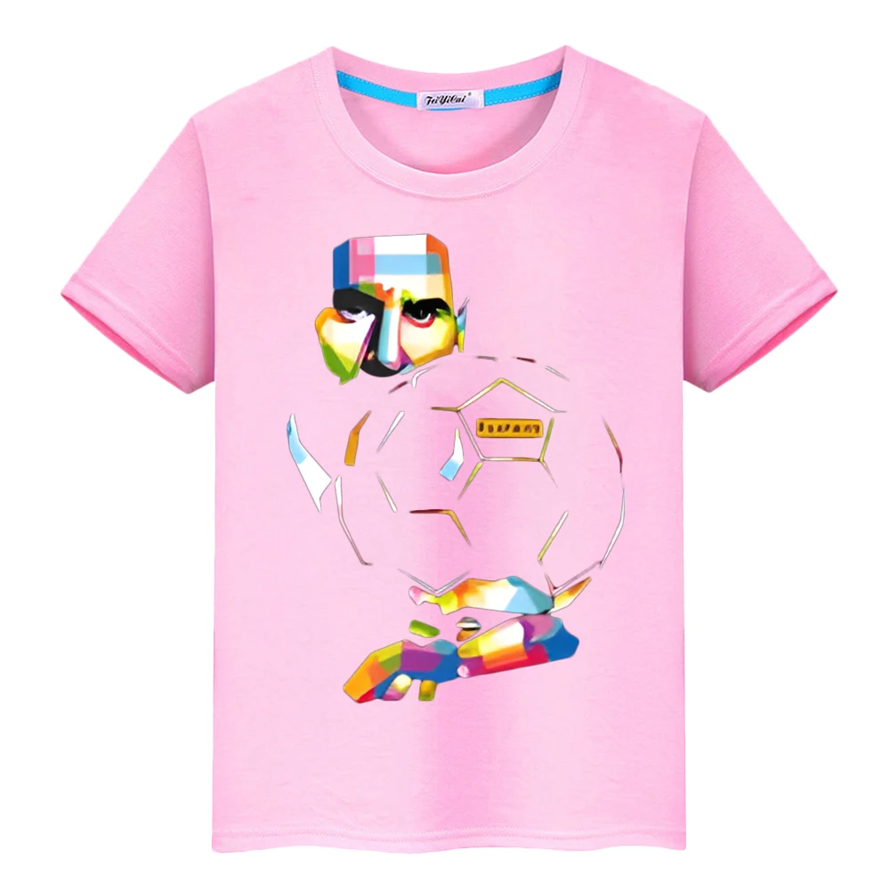 Messi avatar 100% bawełniana koszulka casualowe krótkie chłopięce urocze bluzki y2k jednoczęściowa piłka nożna z nadrukiem Kawaii anime Tees kids clothes girls