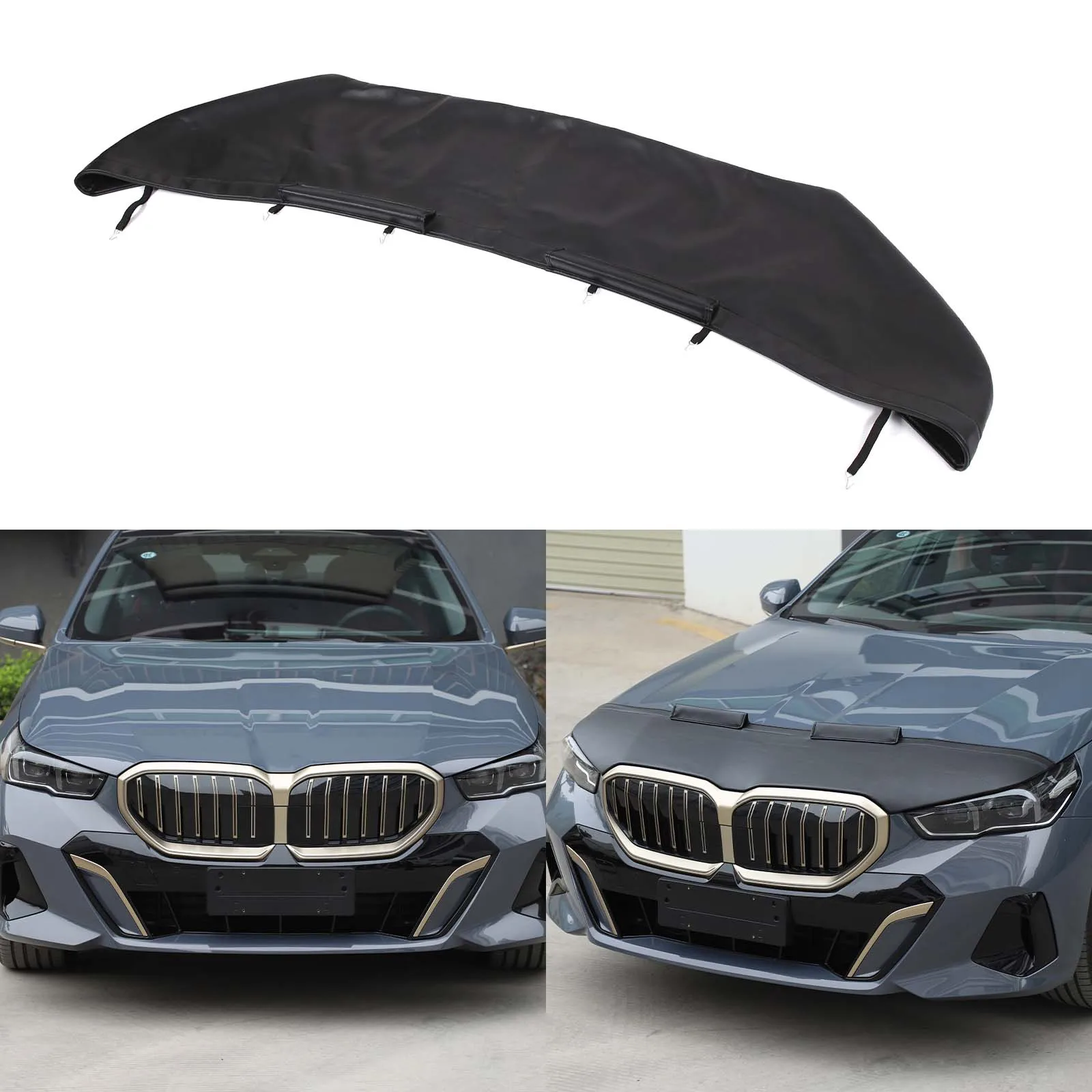 For BMW 5 Series G60 2024 2025+ Leather Car Hood Cover Sand Block Stone Deflector Hood Protection Set Accessories