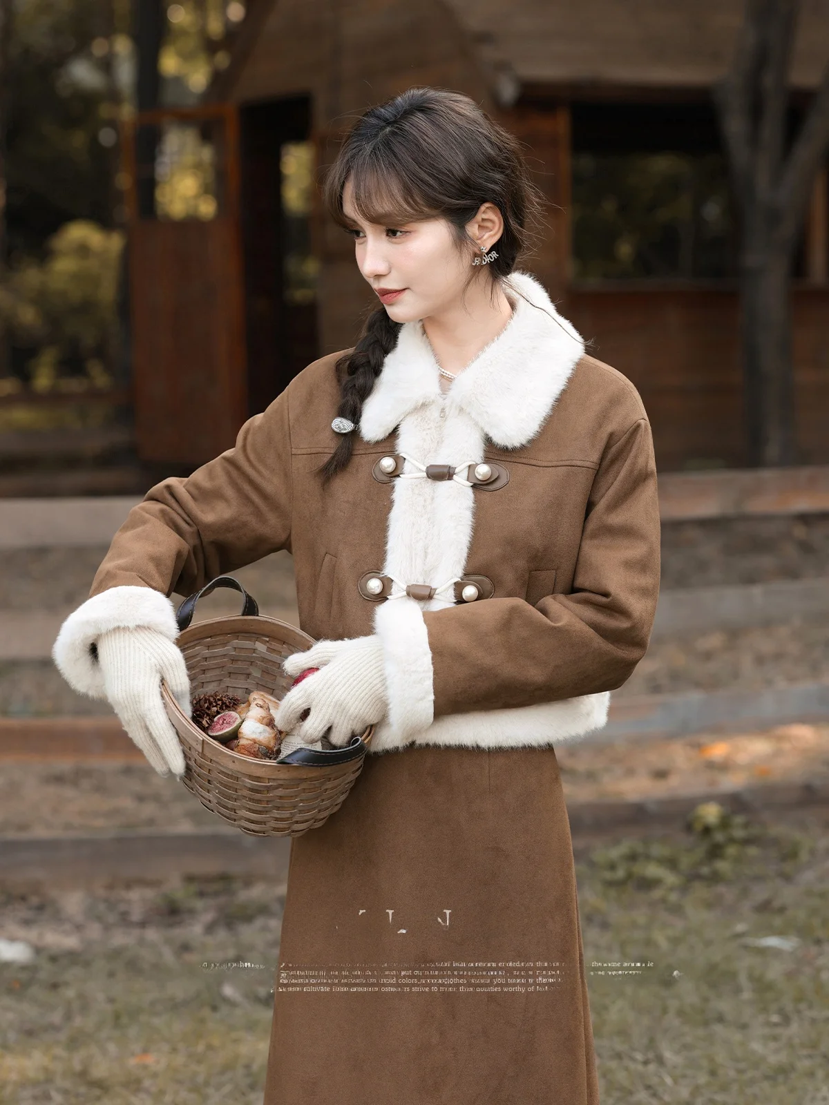 

Lu South Deer Fraant Latte Faion Set Women's Extreme Slimming Meat Concealing Winter New Sle High-End Unique Skirt
