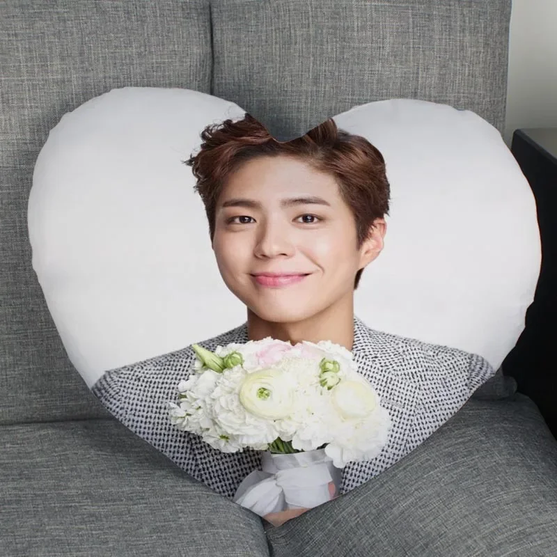 Park Bo Gum Pillow Cover Home Office Wedding Decorative Pillowcase Heart Shaped Zipper Pillow Cases Satin Fabric 0414