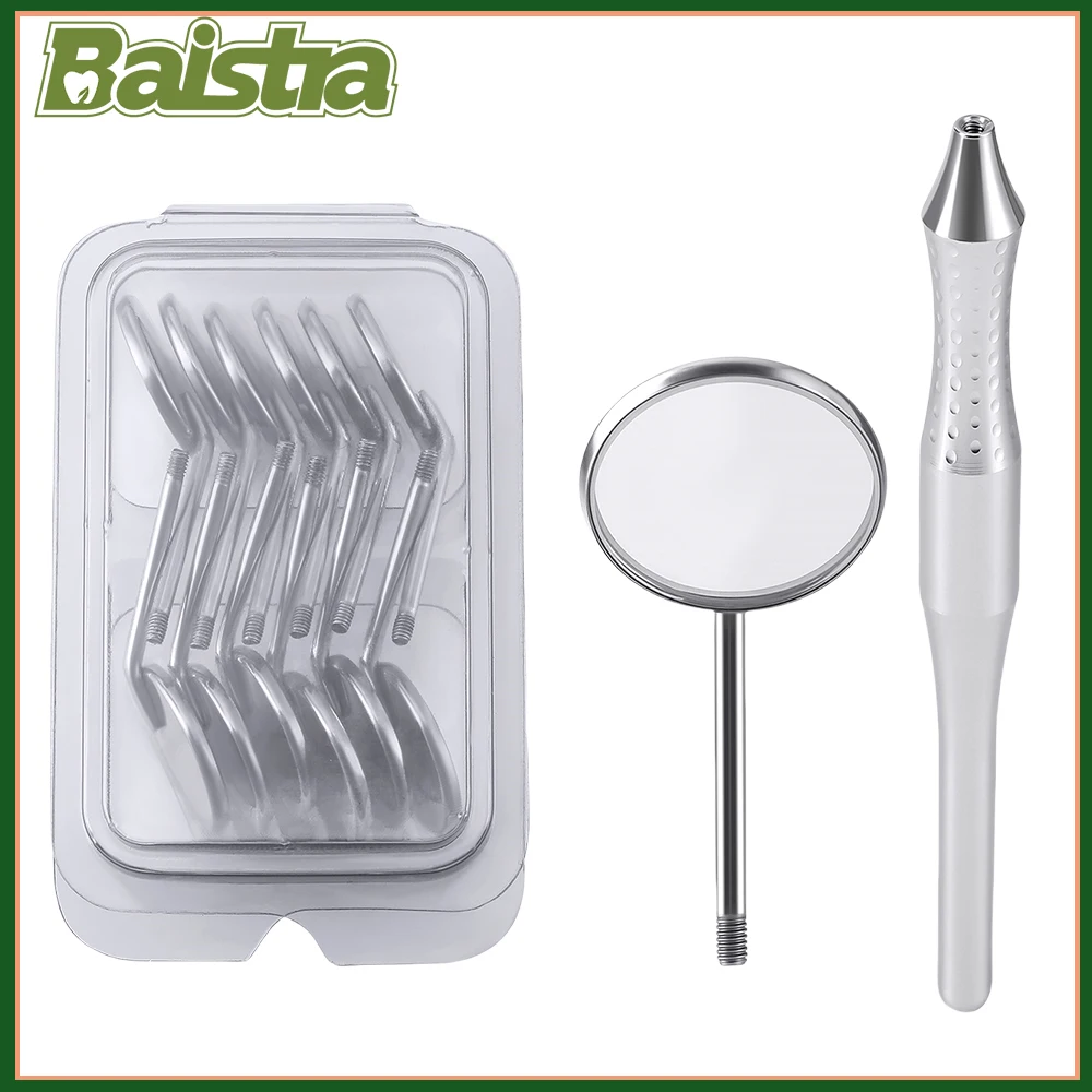 

Стоматологическое зеркало для рта, зеркала для экзамена на поверхности, отражатели с металлической ручкой, автоклавируемые, замена 12 шт., ультра-прозрачное зеркало AZDENT