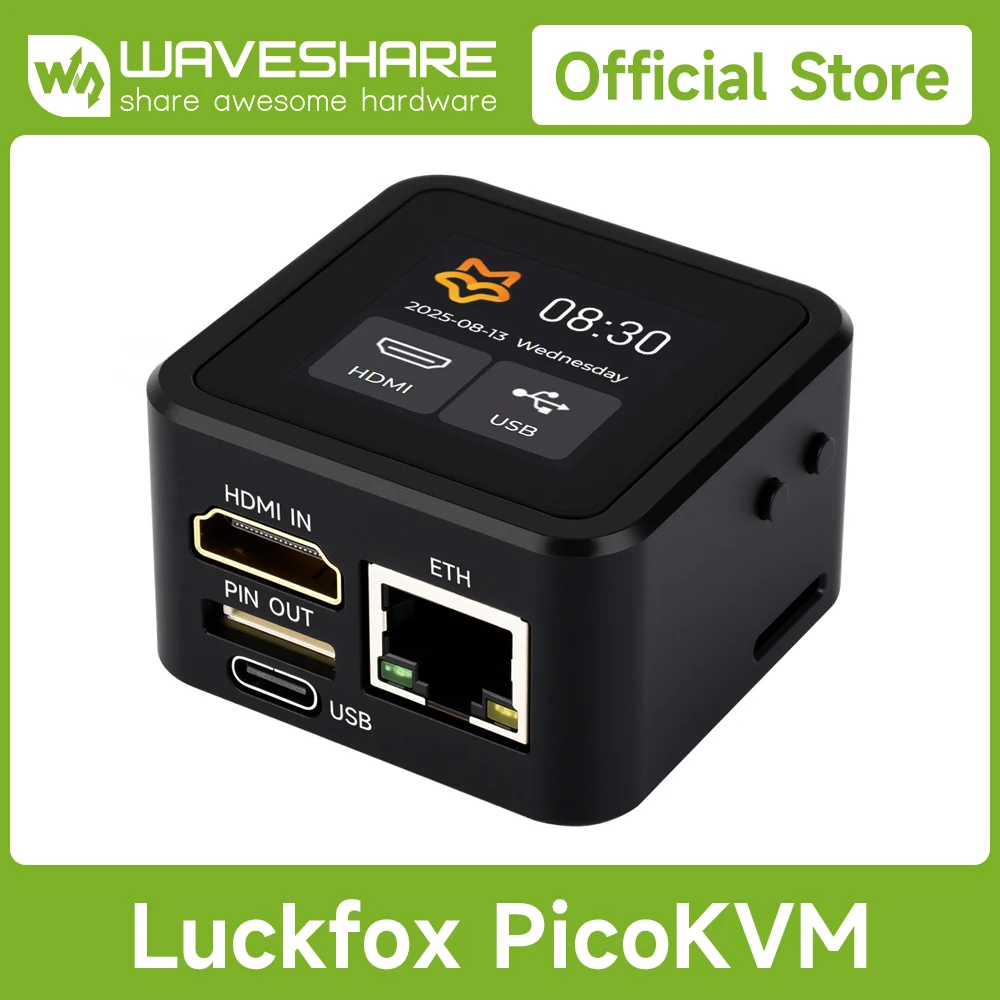Waveshare Luckfox PicoKVM Lightweight IP KVM Remote Management Tool, Supports 1920 × 1080@60fps HDMI Video Input And HID Signal