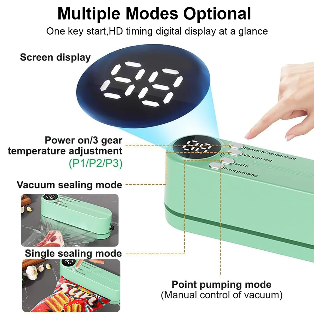 ماكينة غلق أكياس الطعام اللاسلكية الصغيرة المحمولة ماكينة تغليف المواد الغذائية الأوتوماتيكية ماكينة ختم البلاستيك للمطبخ